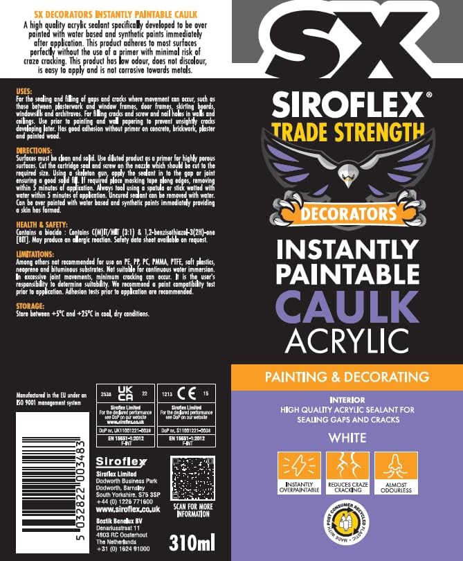 SX Instantly Paintable Caulk White (310ml)