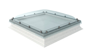 Rectangular skylight with domed glass cover