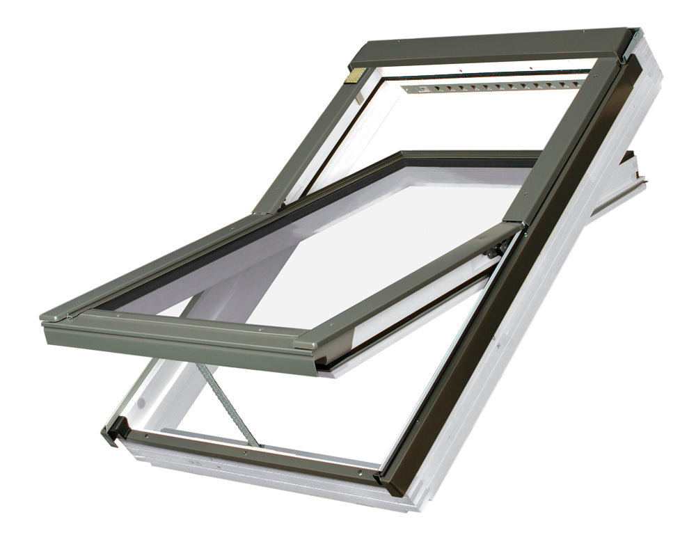 white PVC centre pivot electric roof window