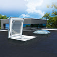 Two domed roof windows on a flat roof