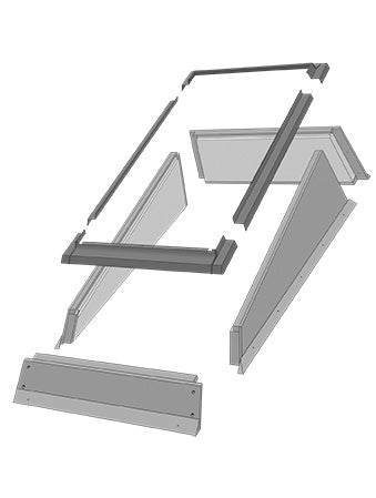 Set of flashing metal brackets and frames