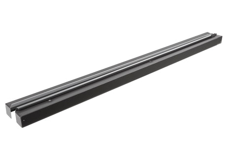 A set of black aluminum side profiles likely used as components for a window installation system.