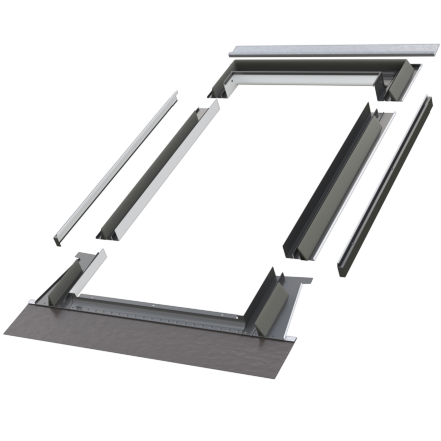 A set of metal flashing components for roof installation