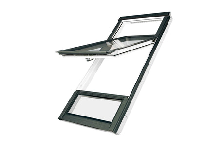 Glass roof window with black frame