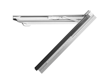 White PVC Conservation Style preSelect Top Hung And Centre Pivot Roof Window Side View