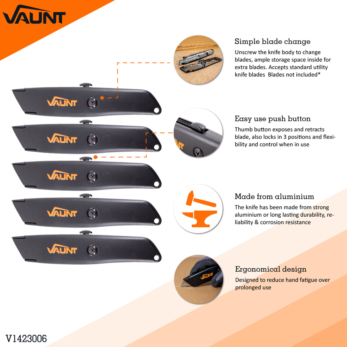Vaunt - Black Retractable Utility Knife