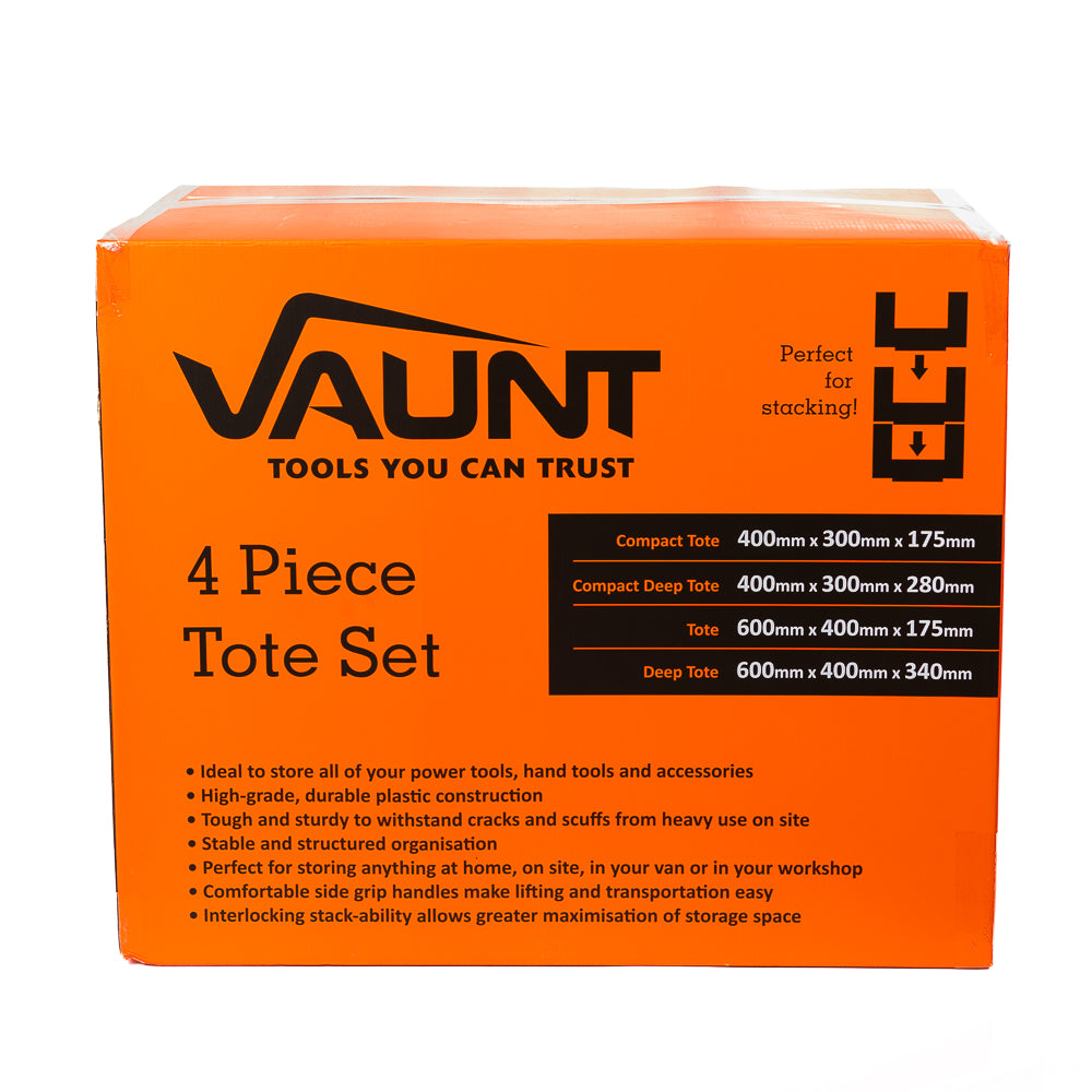 Vaunt - 4 Piece Tote Set - stackable and different sizes available for all your tools.