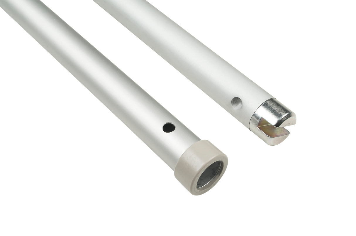 A silver telescopic control rod for flat roof windows and internal blinds