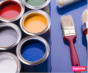 Paint products with paint brush