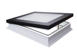 Square rooflight with black frame and white base 