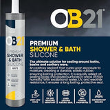 OB21 White Premium Shower & Bath Silicone - 310ml