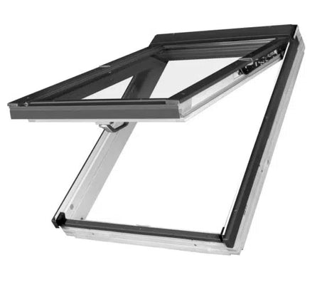 Skylight window with black frame and transparent glass 