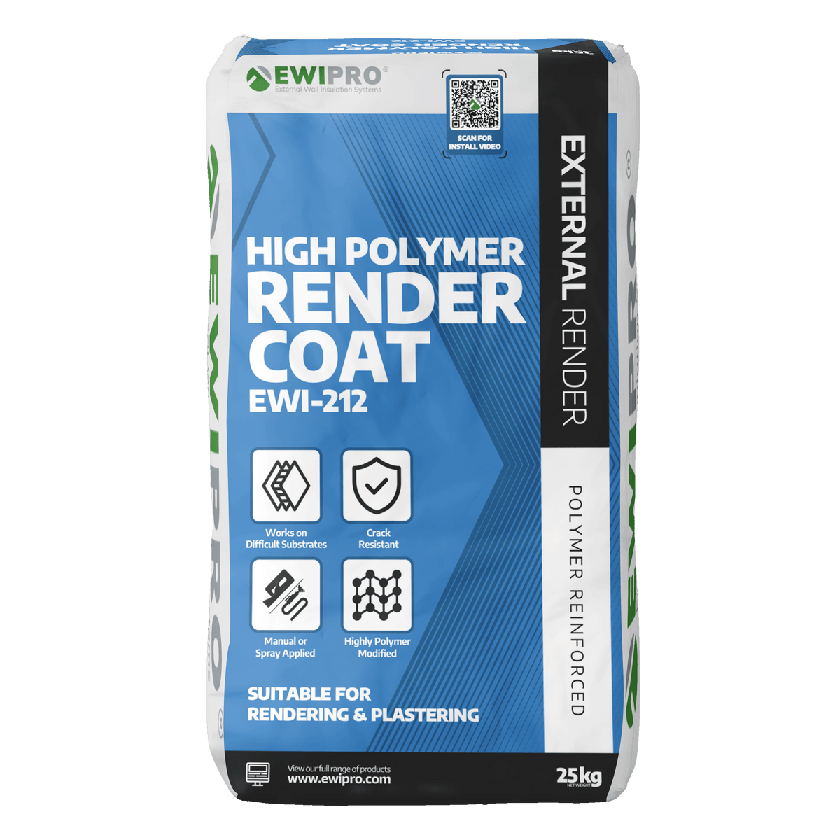 EWI-212 High Polymer Render Coat 25kg EWI Pro