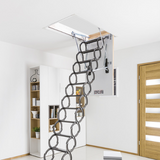 Metal Scissor Loft Ladder attatched to hatch