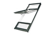 Glass roof window with black frame 