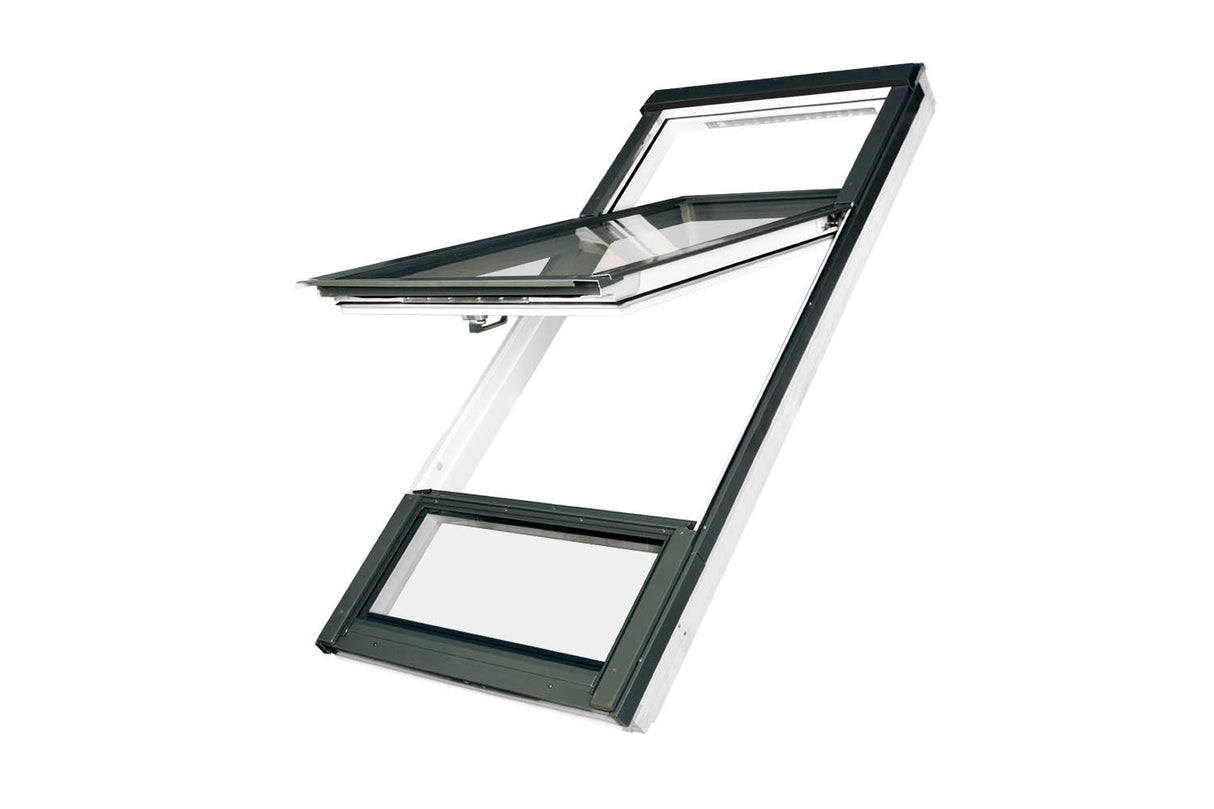 Glass roof window with black frame 