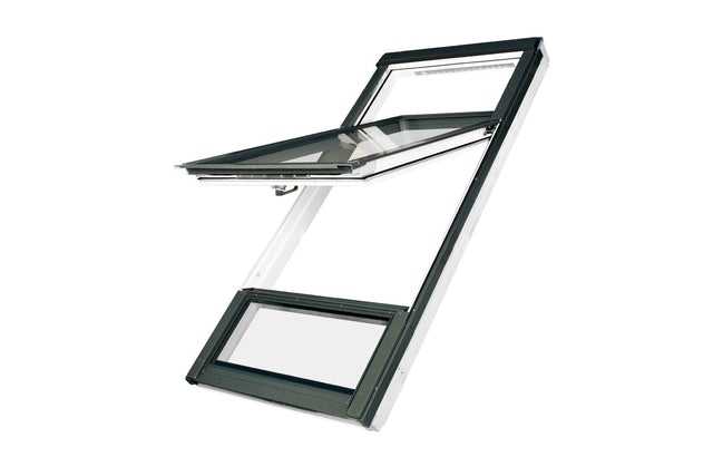 Glass roof window with black frame 