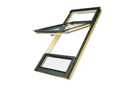 Double-paned window with black frame 