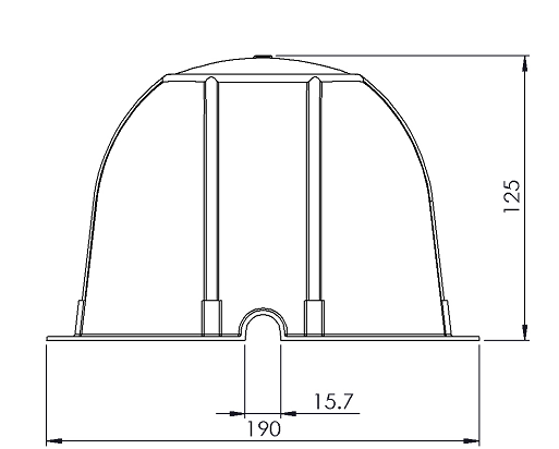 Technical drawing of a cylindrical product with dimensions labeled, featuring the product code TH125.