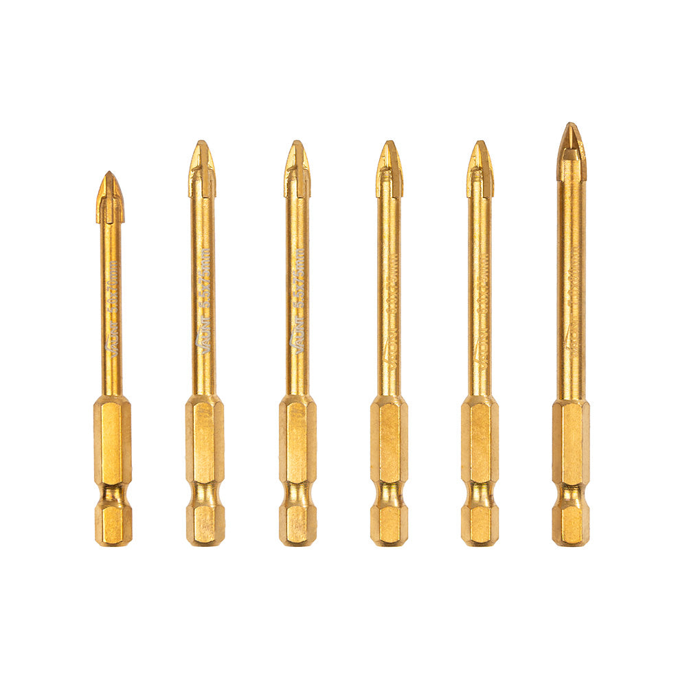 Vaunt Tile & Glass Cross Tip Drill Bit Set – 6 Piece