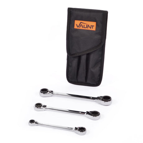 Vaunt - 3 Piece Reversible Ratchet Spanner Set (12 Sizes)