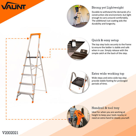 Vaunt - Aluminium Step Ladder with Tool Tray