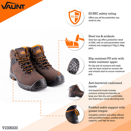  Vaunt - Berlin Safety Boots - Brown - Build Greener 