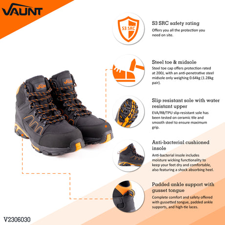 Vaunt - Athens Safety Boots - Black - Build Greener