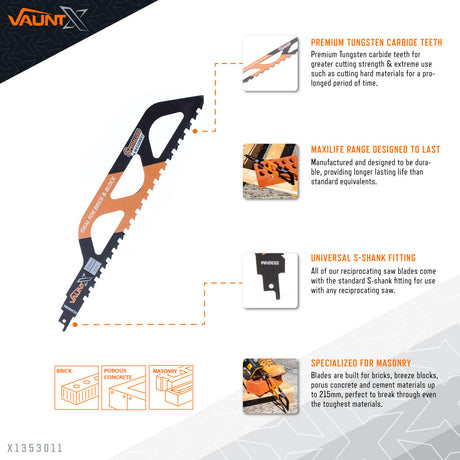 Vaunt - X Recip Blade TCT Specialised for Masonry Cutting - Build Greener